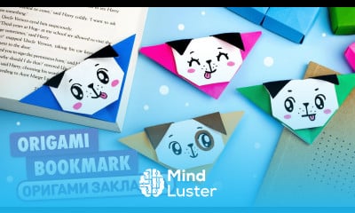 Оригами Собачка Книжная закладка из бумаги Origami Paper Bookmark Dog