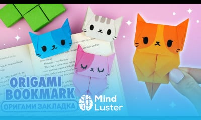 Оригами Котик Закладка из бумаги Origami Paper Cat Bookmark