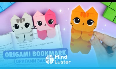 Оригами Котик Книжная Закладка из бумаги Origami Paper Cat Bookmark