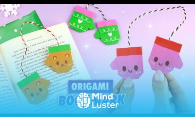 Оригами Варежки Книжная Закладка из бумаги Origami Paper Mittens Bookmark