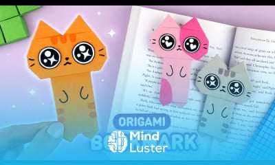 Оригами Котик Закладка для книги из бумаги Origami Paper Cat Bookmark