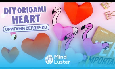 DIY Оригами Фламинго Сердце из бумаги Origami Flamingo Paper Heart Valentine s day Craft Ideas