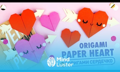 Оригами Сердце Открытка из бумаги Origami Paper Heart with arrow DIY Valentine s Day Card