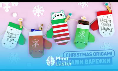 Оригами Варежки для подарков DIY Новый год Origami Christmas mittens