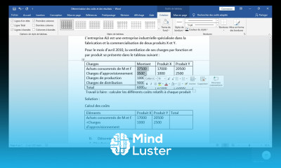 contrôle de gestion CAE détermination de coûts et des résultats