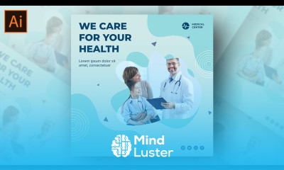Flat Medical Instagram Post Design in Adobe Illustrator