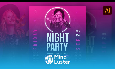 Night Party Social Media Instagram Post flyer Design in Adobe Illustrator