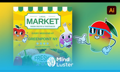 Local Market Instagram Post Design in Adobe Illustrator