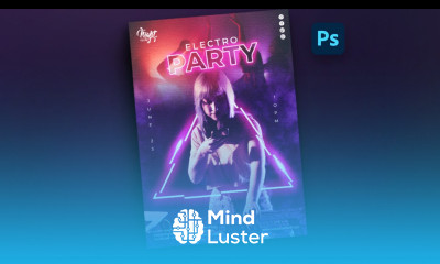 DJ Neon Party Flyer for Electronic Music Adobe Photoshop