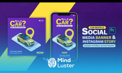 Car Rentals Social Media Banner Convert to Instagram Story Adobe Photoshop Tutorial Speed Art