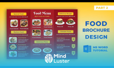Food menu Brochure Design in MS Word How to make Restaurant Menu Card Design in MS Word