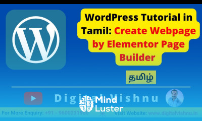 Tamil WordPress Tutorial Create Webpage by Elementor Page Builder in Tamil Part I