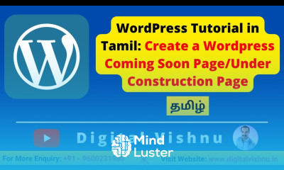 Tamil WordPress Tutorial How to Create a Coming Soon Page Under Construction Page in Tamil