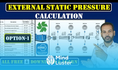 ESP External Static Pressure Calculation by ASHRAE Duct Fitting Database Software in Urdu