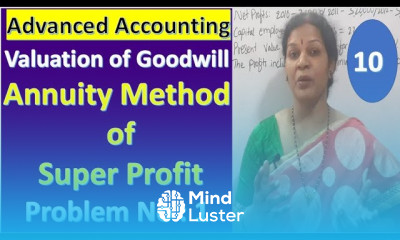 10 Valuation of Goodwill Annuity Method of Super Profit Problem With Solution