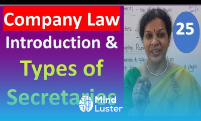 25 Introduction Types of Company Secretaries Company Law Subject