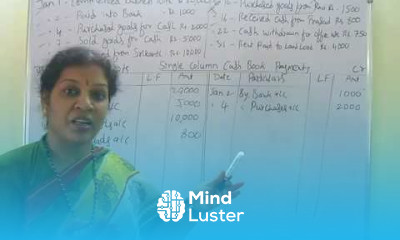 Single Column Cash Book Preparation In English