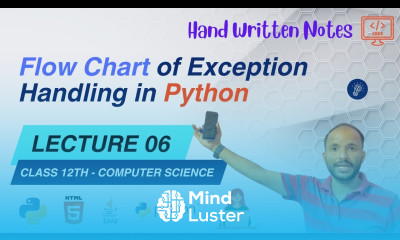 Lec 06 Flow Chart of Exception Handling in Python Program Example Class 12th
