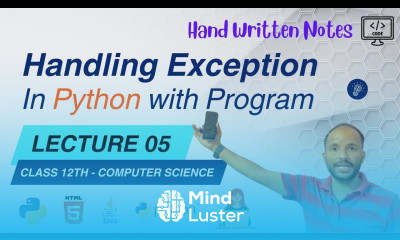 Lec 05 Handling Exception Tutorial Python Exception Handling Program Example Class 12th CS