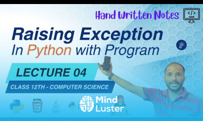 Lec 04 Raising Exceptions in Python with Program Example Class 12th Computer Science