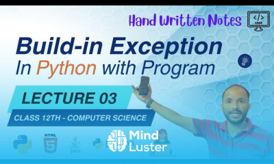Lec 03 Python Built in Exceptions with Program Example Class 12th Computer Science