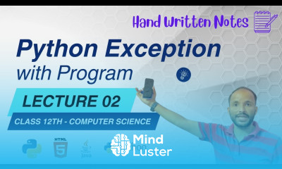 Lec 02 Python Exceptions With Examples Class 12th Computer Science CBSE with NOTES