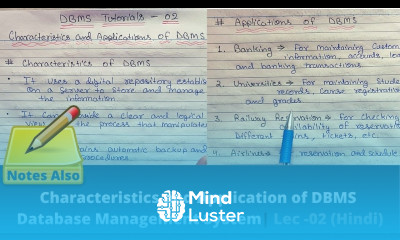 Characteristics and Application of DBMS Database Management System Lec 02 Hindi