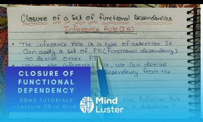 Closure of Functional Dependency DBMS Tutorial in Hindi Lecture 29