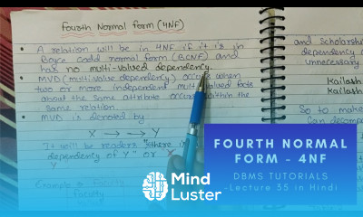 Lec 36 Explain Fourth Normal Form 4NF with example in DBMS