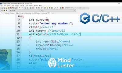 Palindrome number using loop C Tutorial for Beginners in Hindi 31