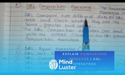 Explain Comparison operator SQL Operators in DBMS in Hindi