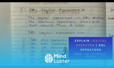 Explain Logical Operator SQL Operators in DBMS in Hindi