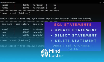 Sql Statements All Create Select and Delete Statements Example in Hindi