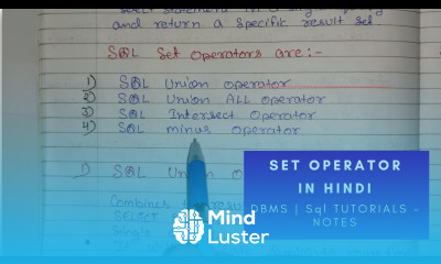 Explain Set Operator SQL Operators in DBMS in Hindi