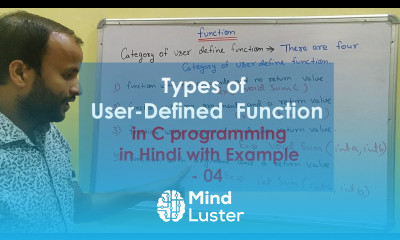 Category of User Defined Function Types of user defined Function in C programs in Hindi 04