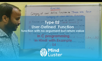 Function with No Arguments and Return Value in C Programming Hindi 06 Learn Code User defined