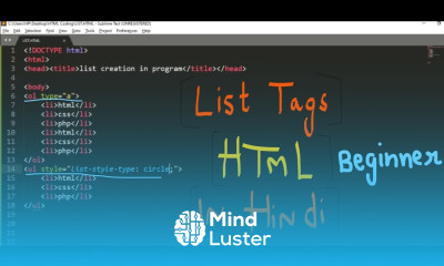 List tag in Html for beginner Website Design HTML Tutorial 03