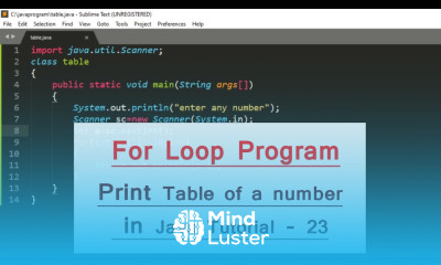 For Loop Program in Java Table of a number 23 Java Programming in Hindi