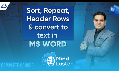 Learn how To Sort Repeat Header Rows Covert to Text in Ms Word MS Word Full Course
