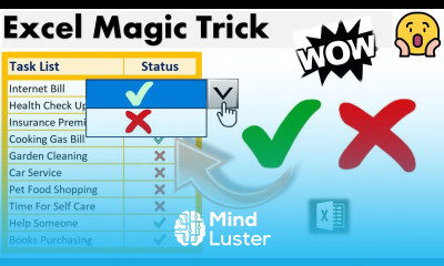 Excel Magic Trick Control Right Tick Wrong Tick Icons using Drop Down List