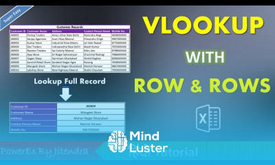 How to use Vlookup with Row and Rows Function in Excel Lookup Full Record