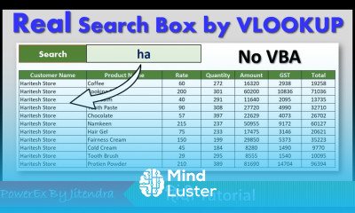 Search Box in Excel using VLOOKUP No VBA