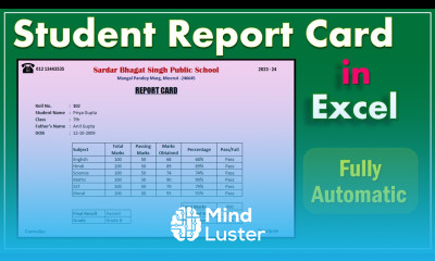 Fully Automatic Student Report Card in Excel Student Result Card in Excel