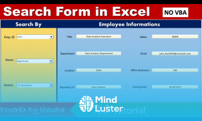 How to create a Search Form in Excel No VBA