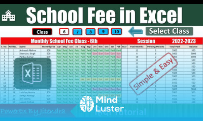 How to Maintain School Fee in Excel Student Fee Record in Excel Student Fee Management in Hindi