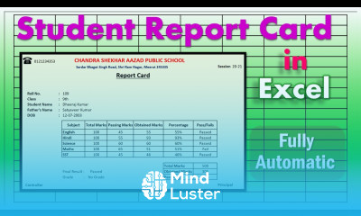 Automatic Report Card in Excel Student Result Card in Excel