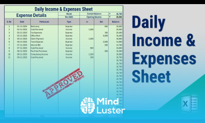 Daily Income Expense Sheet in Excel HIndi