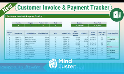 Create Customer Invoice Payment Tracker in Excel Hindi Tutorial