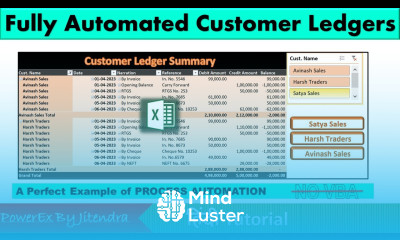 Fully Automated Customer Ledger in Excel Automate Accounting Bookkeeping and Ledger in Excel