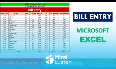 Bill Entry in Excel Data Entry in Excel Data Entry Kaise Kare